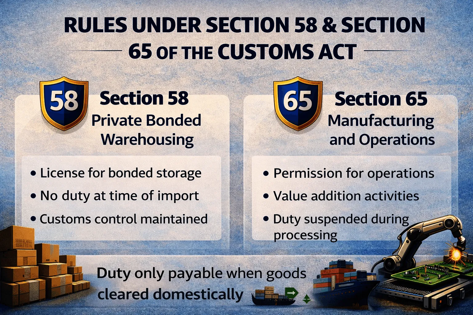 Rules under section 58 and 65 of customs act