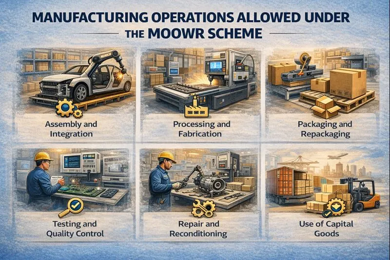 What are the manufacturing operations allowed under MOOWR scheme