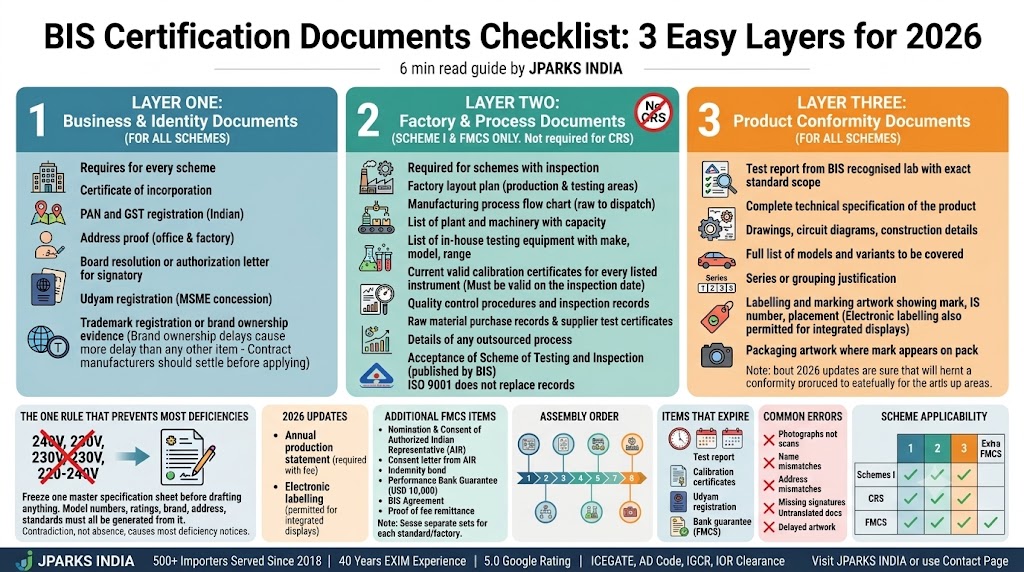 BIS Certification Documents Checklist overview