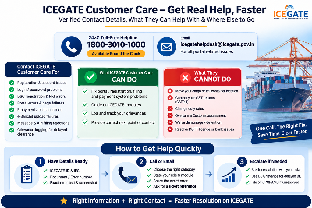 ICEGATE Customer Care: Contact Numbers and Who to Call 1 ICEGATE Customer Care Overview