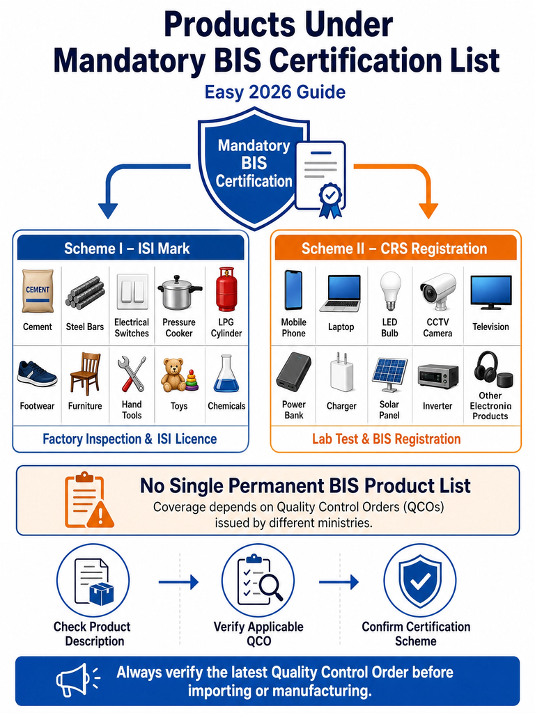 Products Under Mandatory BIS Certification List: Easy 2026 Guide 1 Products Under Mandatory BIS Certification List overview