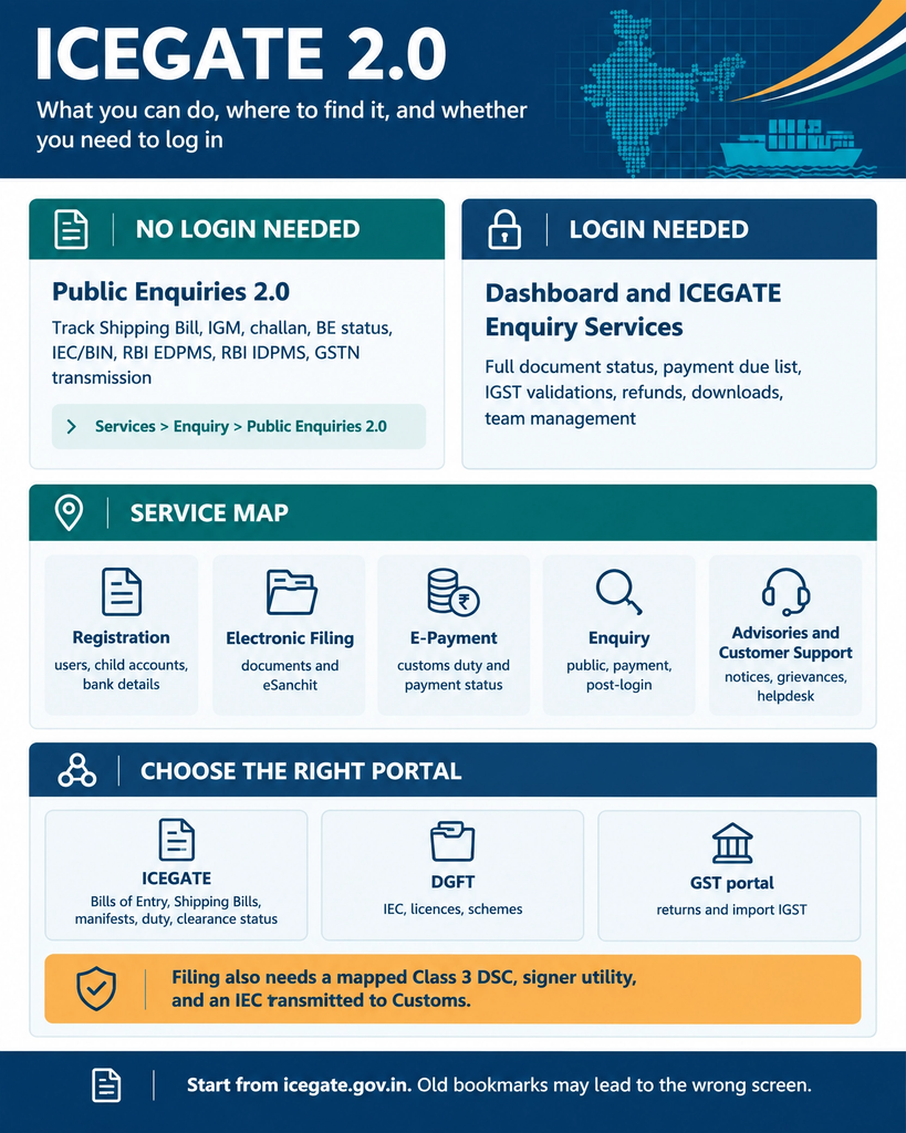 ICEGATE 2.0: What Changed on India's Customs Portal and How to Use It 1 ICEGATE 2.0 Indian Customs National Trade Portal home page