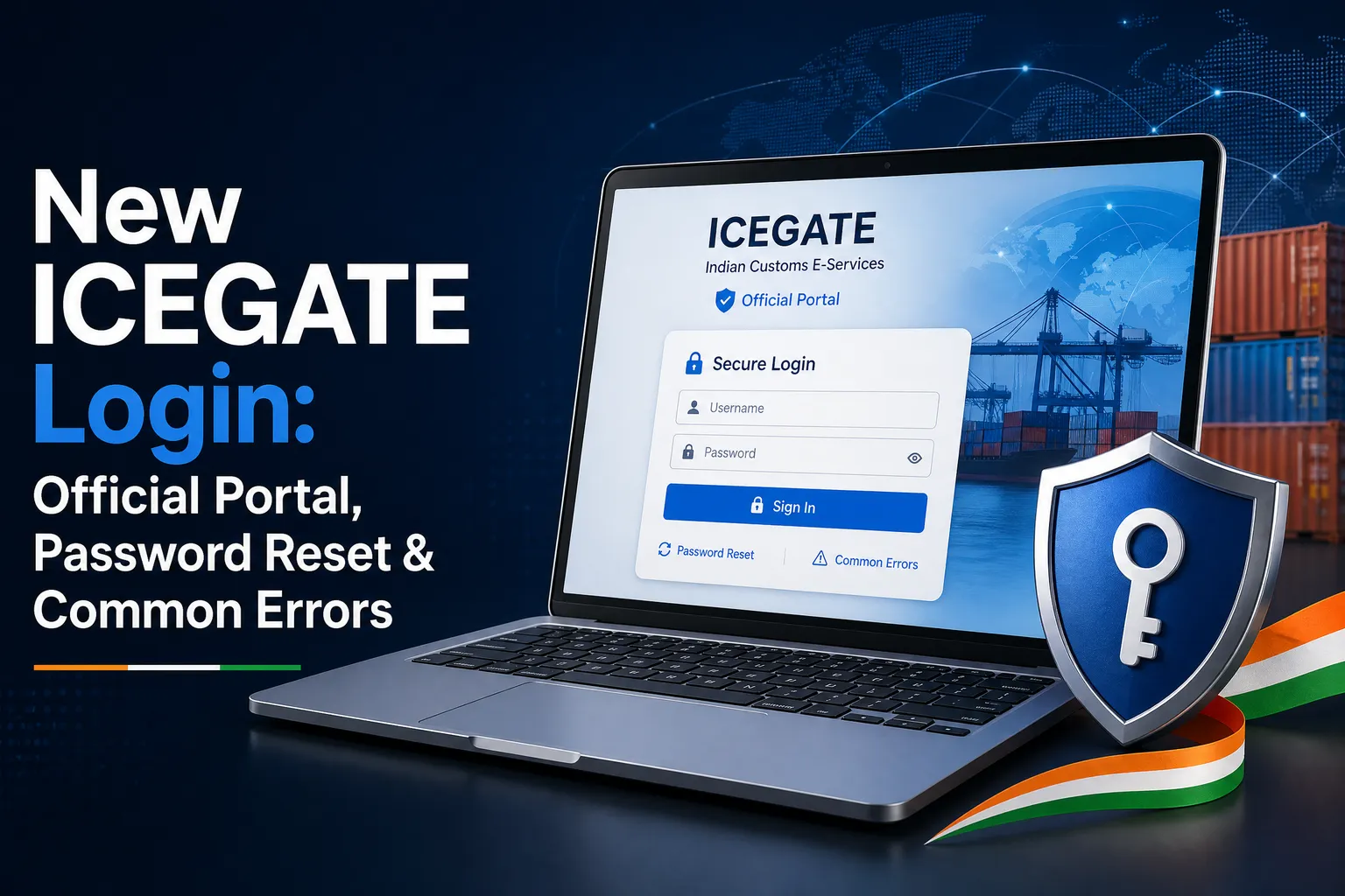 ICEGATE login page for the trade portal at foservices.icegate.gov.in